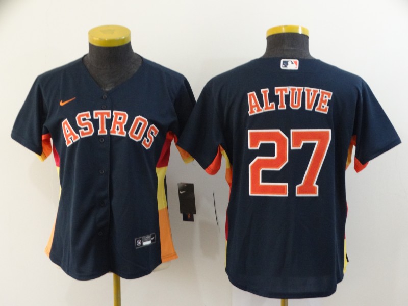 Women's Houston Astros #27 Jose Altuve Navy Blue Stitched Cool Base Jersey