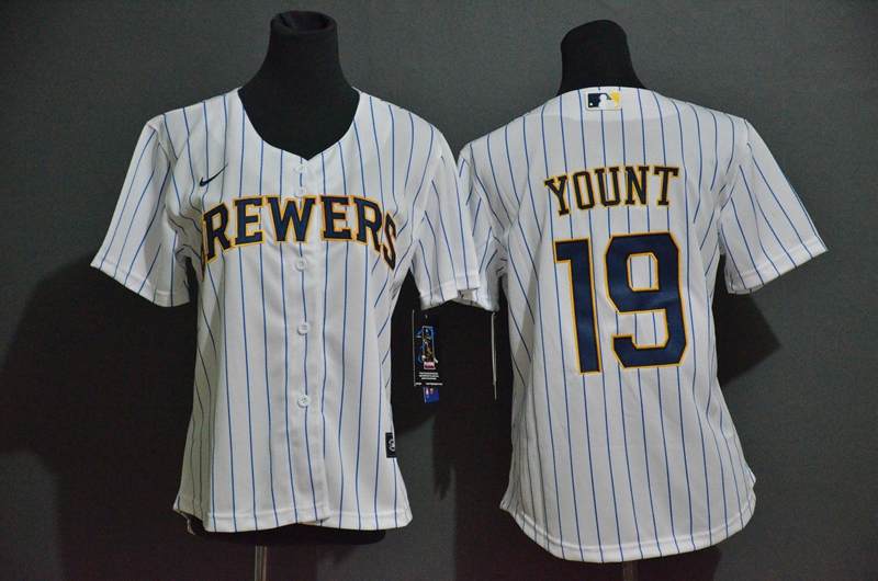 Youth Milwaukee Brewers #19 Robin Yount White Stitched Cool Base Jersey