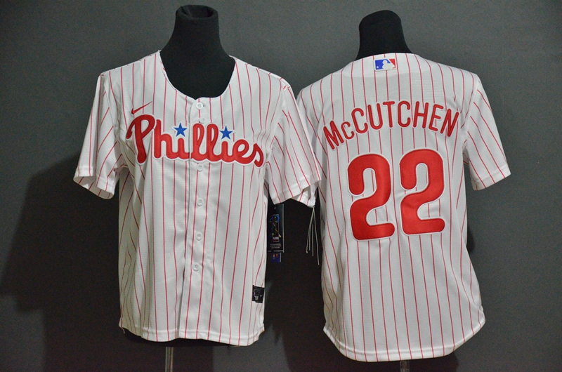 Youth Philadelphia Phillies #17 Andrew McCutchen White Stitched Cool Base Jersey