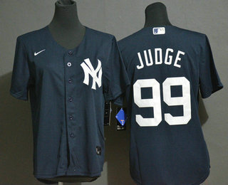 Youth New York Yankees #99 Aaron Judge Navy Blue White Number Stitched Cool Base Jersey