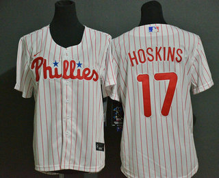 Youth Philadelphia Phillies #17 Rhys Hoskins White Stitched Cool Base Jersey