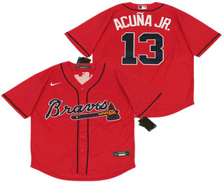 Atlanta Braves #13 Ronald Acuna Jr. Red Stitched Cool Base Jersey