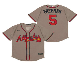 Atlanta Braves #5 Freddie Freeman Gray Stitched Cool Base Jersey Atlanta Braves #5 Freddie Freeman Gray Stitched Cool Base Jersey