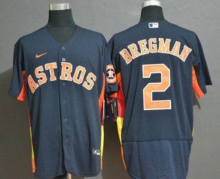 Houston Astros #2 Alex Bregman Navy Blue Stitched Flex Base Jersey