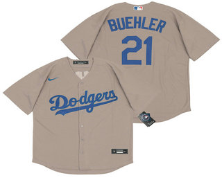 Los Angeles Dodgers #21 Walker Buehler Gray Stitched Cool Base Jersey