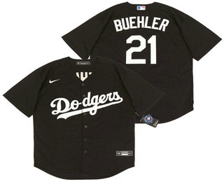 Los Angeles Dodgers #21 Walker Buehler Black Stitched Cool Base Jersey