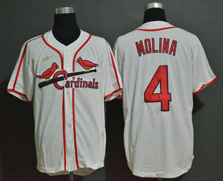 St. Louis Cardinals #4 Yadier Molina White Throwback Cooperstown Stitched Cool Base Jersey St. Louis Cardinals #4 Yadier Molina White Throwback Cooperstown Stitched Cool Base Jersey