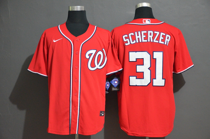 Washington Nationals #31 Max Scherzer Red Stitched Cool Base Jersey