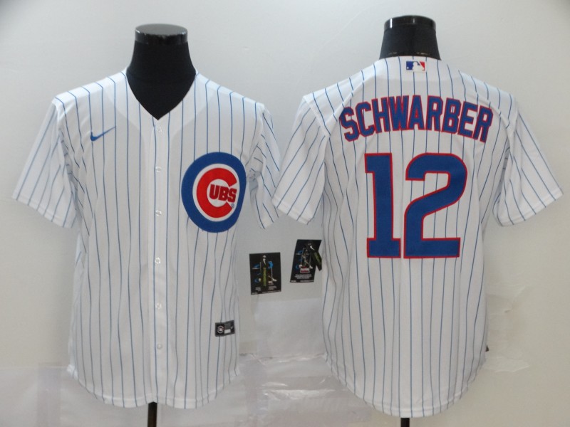 Chicago Cubs #12 Kyle Schwarber White Stitched Cool Base Jersey