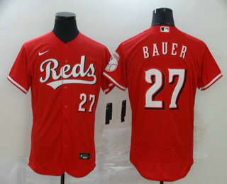 Cincinnati Reds #27 Trevor Bauer Red Stitched Flex Base Jersey