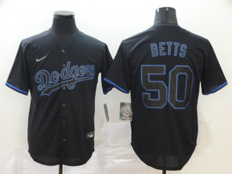 Los Angeles Dodgers #50 Mookie Betts Lights Out Black Fashion Stitched Cool Base Jersey
