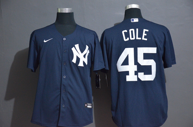 New York Yankees #45 Gerrit Cole Navy Blue Stitched Cool Base Jersey