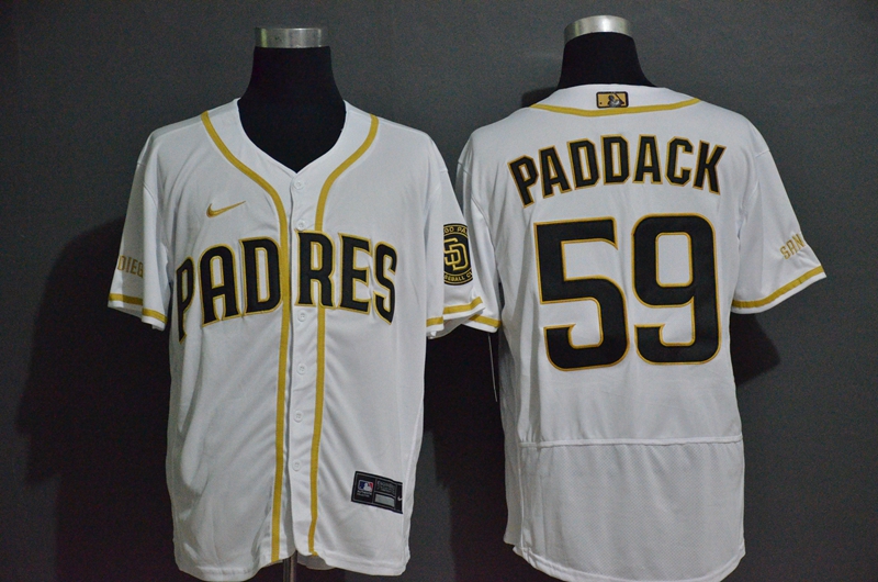 San Diego Padres #59 Chris Paddack White With Gold Stitched Flex Base Jersey