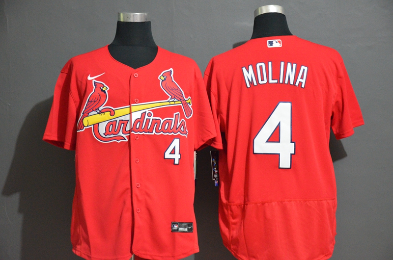 St. Louis Cardinals #4 Yadier Molina Red Stitched Flex Base Jersey