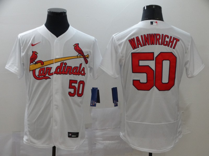 St. Louis Cardinals #50 Adam Wainwright White Stitched Flex Base Jersey