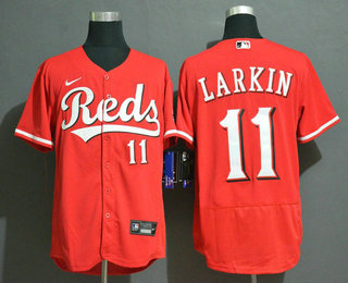 Cincinnati Reds #11 Barry Larkin Red Stitched Flex Base Jersey