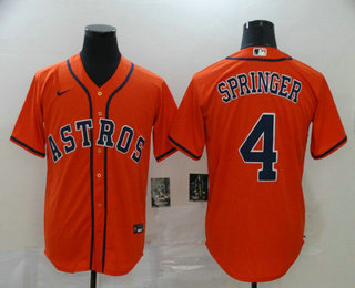Houston Astros #4 George Springer Orange Stitched Cool Base Jersey