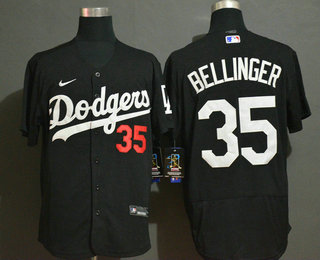 Los Angeles Dodgers #35 Cody Bellinger Black Stitched Flex Base Jersey