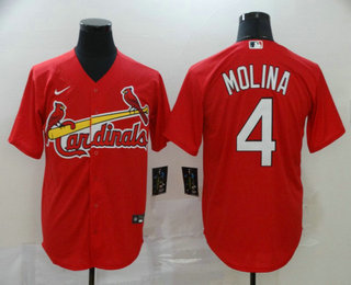St. Louis Cardinals #4 Yadier Molina Red Stitched Cool Base Jersey