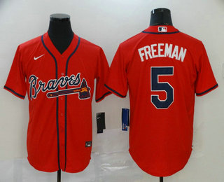 Atlanta Braves #5 Freddie Freeman Red Stitched Cool Base Jersey Atlanta Braves #5 Freddie Freeman Red Stitched Cool Base Jersey