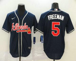 Atlanta Braves #5 Freddie Freeman Navy Blue Stitched Cool Base Jersey Atlanta Braves #5 Freddie Freeman Navy Blue Stitched Cool Base Jersey