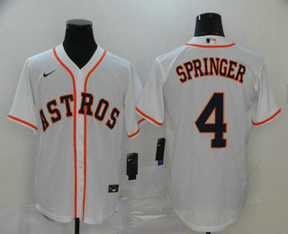 Houston Astros #4 George Springer White Stitched Cool Base Jersey