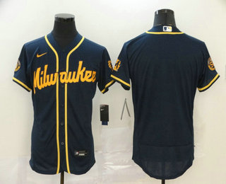 Milwaukee Brewers Team Navy Blue Stitched Flex Base Jersey Milwaukee Brewers Team Navy Blue Stitched Flex Base Jersey