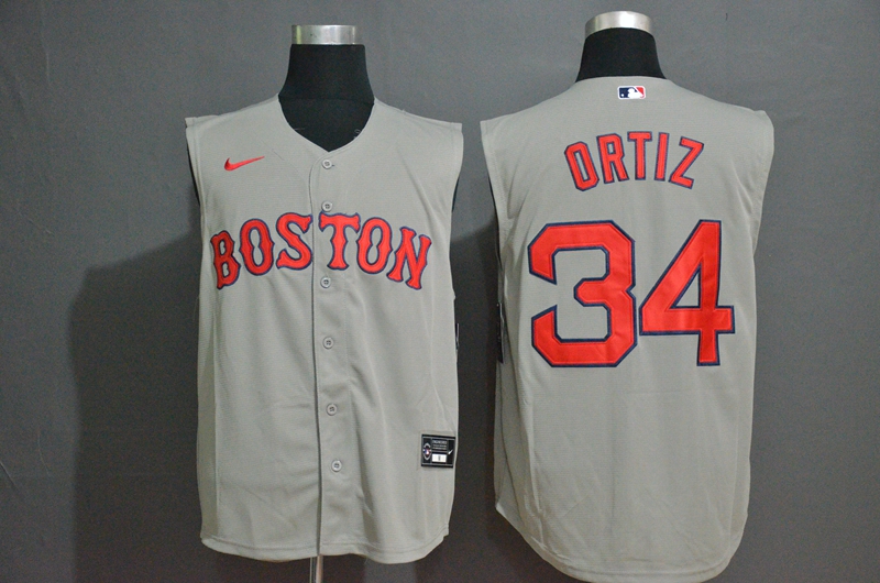 Boston Red Sox #34 David Ortiz Gray 2020 Cool and Refreshing Sleeveless Fan Stitched Jersey