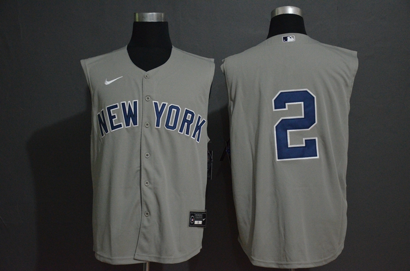 New York Yankees #2 Derek Jeter Gray 2020 Cool and Refreshing Sleeveless Fan Stitched Jersey