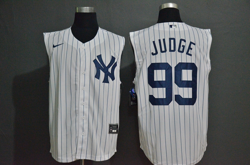 New York Yankees #99 Aaron Judge White 2020 Cool and Refreshing Sleeveless Fan Stitched Jersey New York Yankees #99 Aaron Judge White 2020 Cool and Refreshing Sleeveless Fan Stitched Jersey