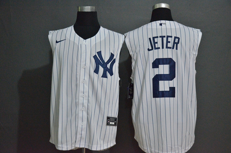 New York Yankees #2 Derek Jeter White 2020 Cool and Refreshing Sleeveless Fan Stitched Jersey