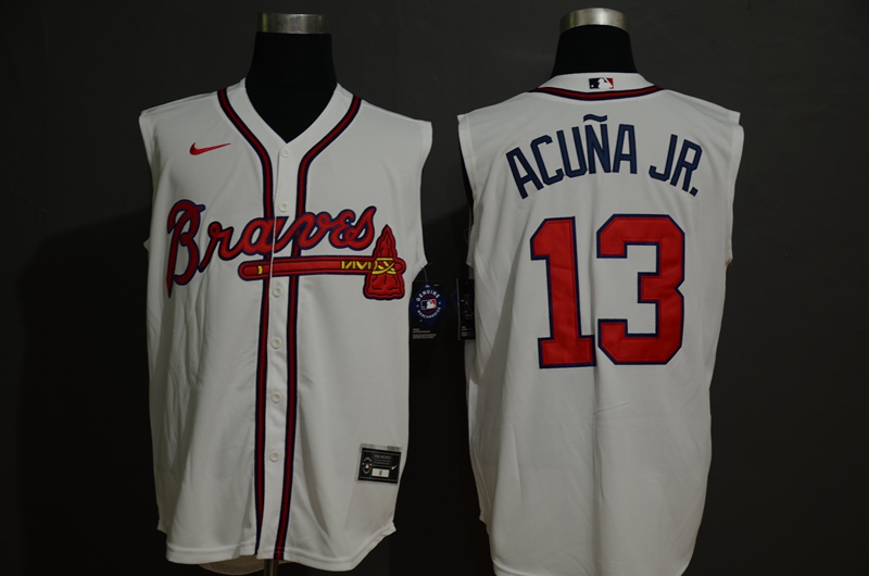 Atlanta Braves #13 Ronald Acuna Jr. Cream 2020 Cool and Refreshing Sleeveless Fan Stitched Jersey