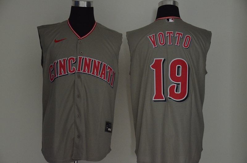 Cincinnati Reds #19 Joey Votto Gray 2020 Cool and Refreshing Sleeveless Fan Stitched Jersey Cincinnati Reds #19 Joey Votto Gray 2020 Cool and Refreshing Sleeveless Fan Stitched Jersey
