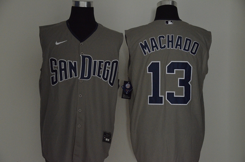 San Diego Padres #13 Manny Machado Gray 2020 Cool and Refreshing Sleeveless Fan Stitched Jersey