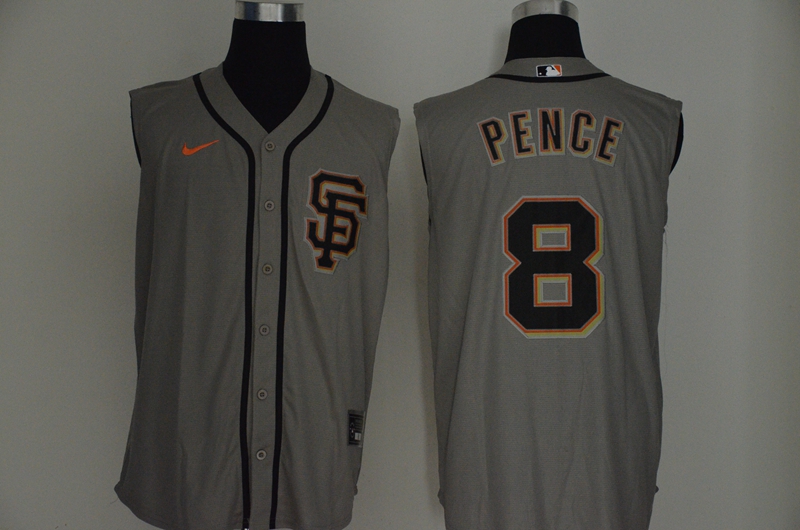 San Francisco Giants #8 Hunter Pence Gray 2020 Cool and Refreshing Sleeveless Fan Stitched Jersey