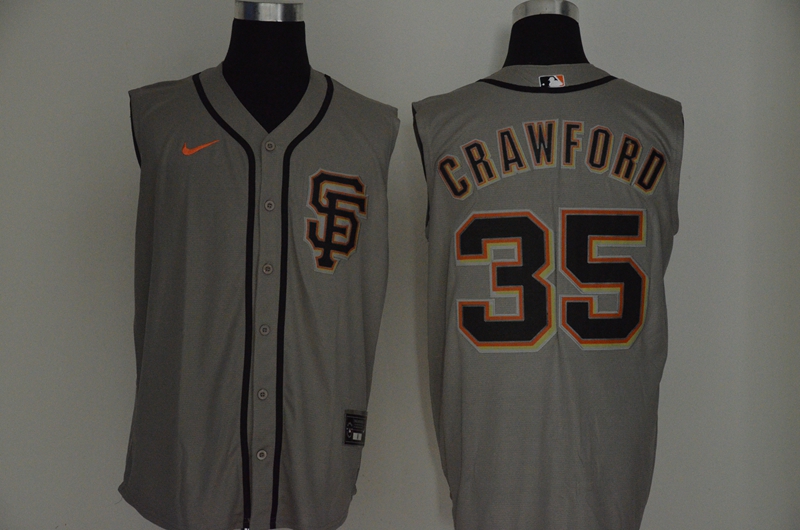 San Francisco Giants #35 Brandon Crawford Gray 2020 Cool and Refreshing Sleeveless Fan Stitched Jersey San Francisco Giants #35 Brandon Crawford Gray 2020 Cool and Refreshing Sleeveless Fan Stitched Jersey