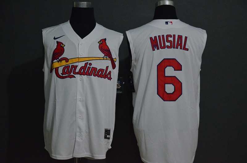 St. Louis Cardinals #6 Stan Musial White 2020 Cool and Refreshing Sleeveless Fan Stitched Jersey St. Louis Cardinals #6 Stan Musial White 2020 Cool and Refreshing Sleeveless Fan Stitched Jersey