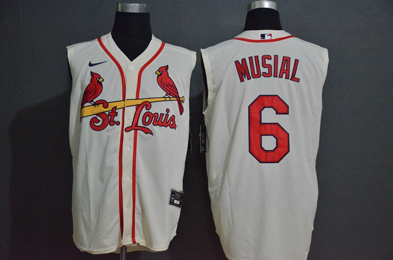 St. Louis Cardinals #6 Stan Musial Cream 2020 Cool and Refreshing Sleeveless Fan Stitched Jersey St. Louis Cardinals #6 Stan Musial Cream 2020 Cool and Refreshing Sleeveless Fan Stitched Jersey