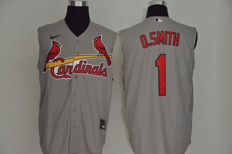 St. Louis Cardinals #1 Ozzie Smith Gray 2020 Cool and Refreshing Sleeveless Fan Stitched Jersey St. Louis Cardinals #1 Ozzie Smith Gray 2020 Cool and Refreshing Sleeveless Fan Stitched Jersey