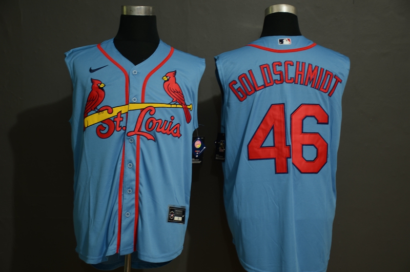 St. Louis Cardinals #46 Paul Goldschmidt Light Blue 2020 Cool and Refreshing Sleeveless Fan Stitched Jersey