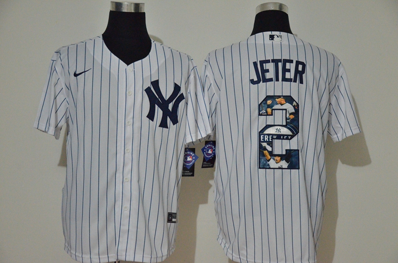 New York Yankees #2 Derek Jeter White Unforgettable Moment Stitched Fashion Cool Base Jersey