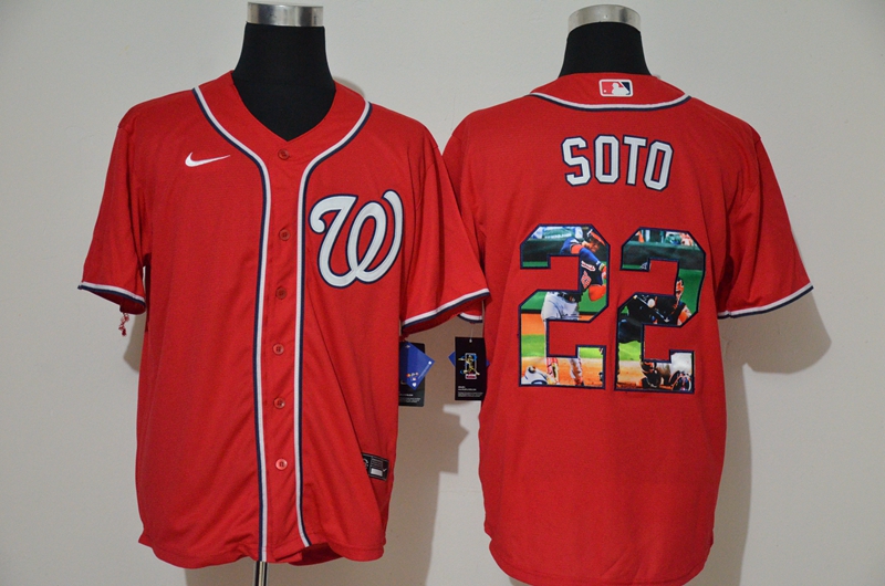 Washington Nationals #22 Juan Soto Red Unforgettable Moment Stitched Fashion Cool Base Jersey