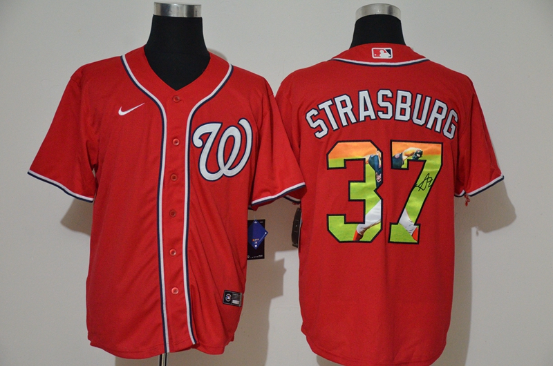 Washington Nationals #37 Stephen Strasburg Red Unforgettable Moment Stitched Fashion Cool Base Jersey