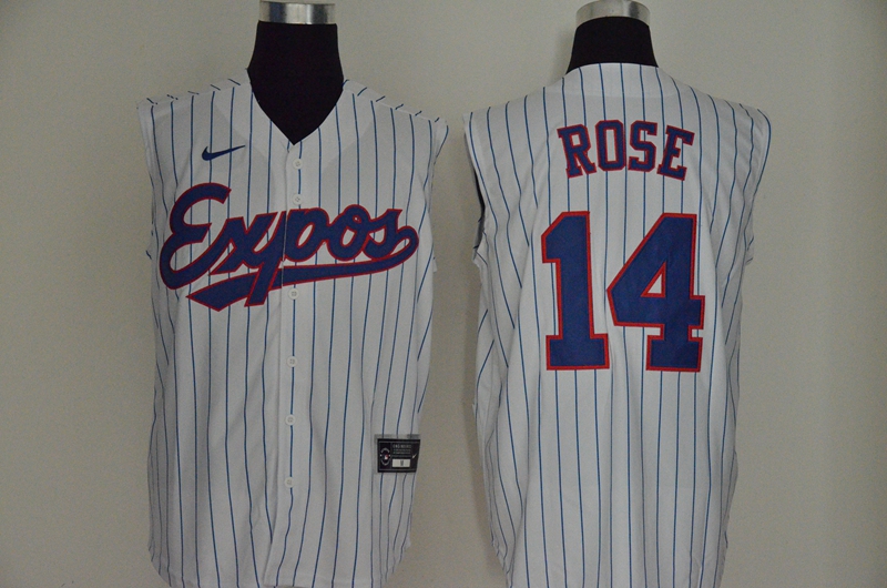 Montreal Expos #14 Pete Rose White Cooperstown Collection 2020 Cool and Refreshing Sleeveless Fan Stitched Jersey