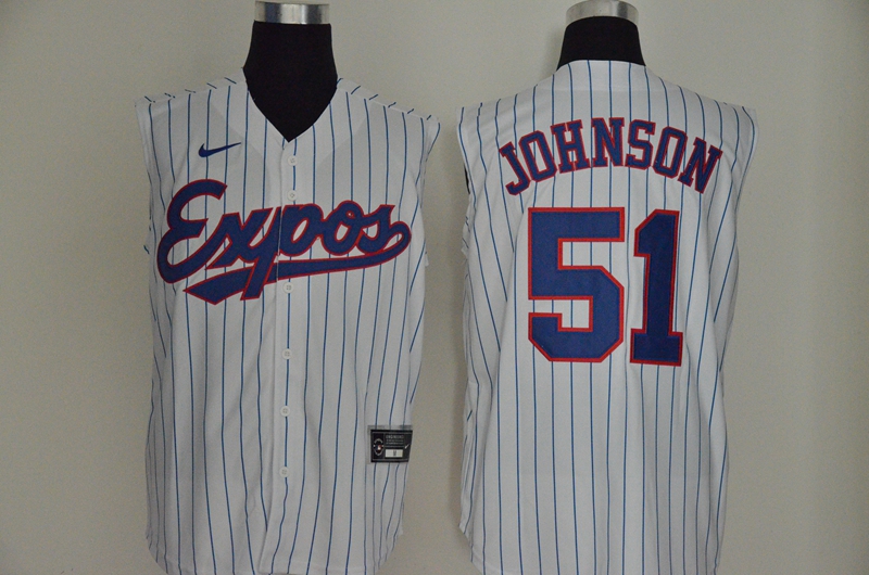 Montreal Expos #51 Randy Johnson White Cooperstown Collection 2020 Cool and Refreshing Sleeveless Fan Stitched Jersey
