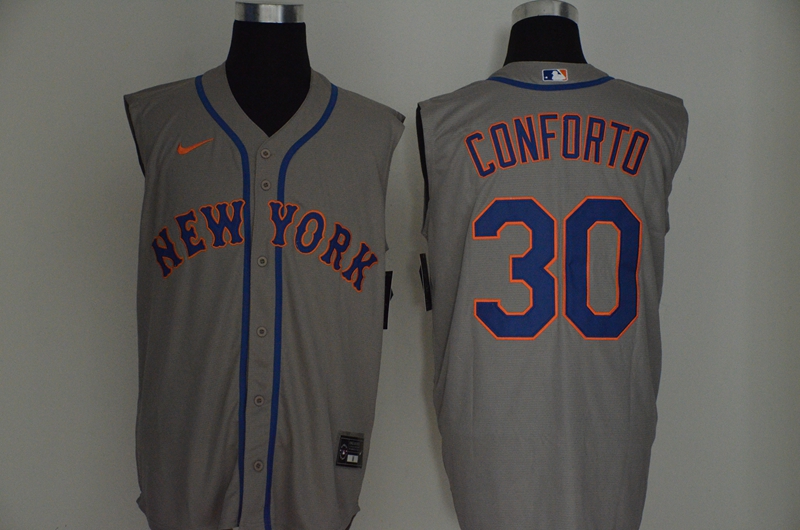 New York Mets #30 Michael Conforto Gray 2020 Cool and Refreshing Sleeveless Fan Stitched Jersey New York Mets #30 Michael Conforto Gray 2020 Cool and Refreshing Sleeveless Fan Stitched Jersey