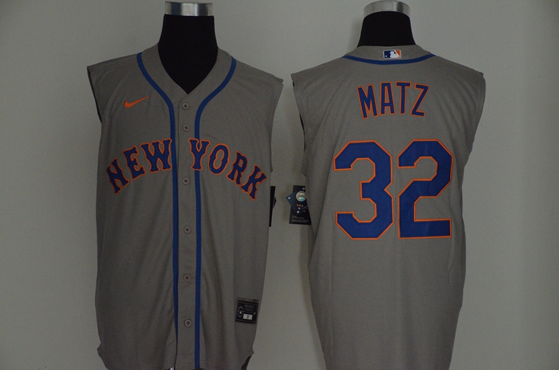 New York Mets #32 Steven Matz Gray 2020 Cool and Refreshing Sleeveless Fan Stitched Jersey New York Mets #32 Steven Matz Gray 2020 Cool and Refreshing Sleeveless Fan Stitched Jersey
