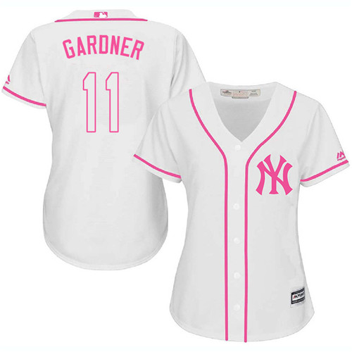 Women's New York Yankees #11 Brett Gardner Authentic White Fashion Cool Base Jersey Women's New York Yankees #11 Brett Gardner Authentic White Fashion Cool Base Jersey