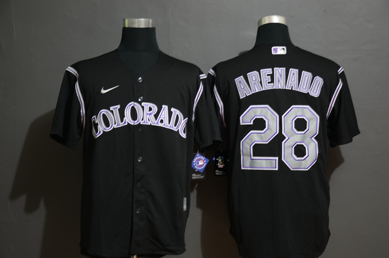 Colorado Rockies #28 Nolan Arenado Black Stitched Cool Base Jersey
