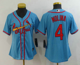 Women's St. Louis Cardinals #4 Yadier Molina Light Stitched Cool Base Jersey Women's St. Louis Cardinals #4 Yadier Molina Light Stitched Cool Base Jersey